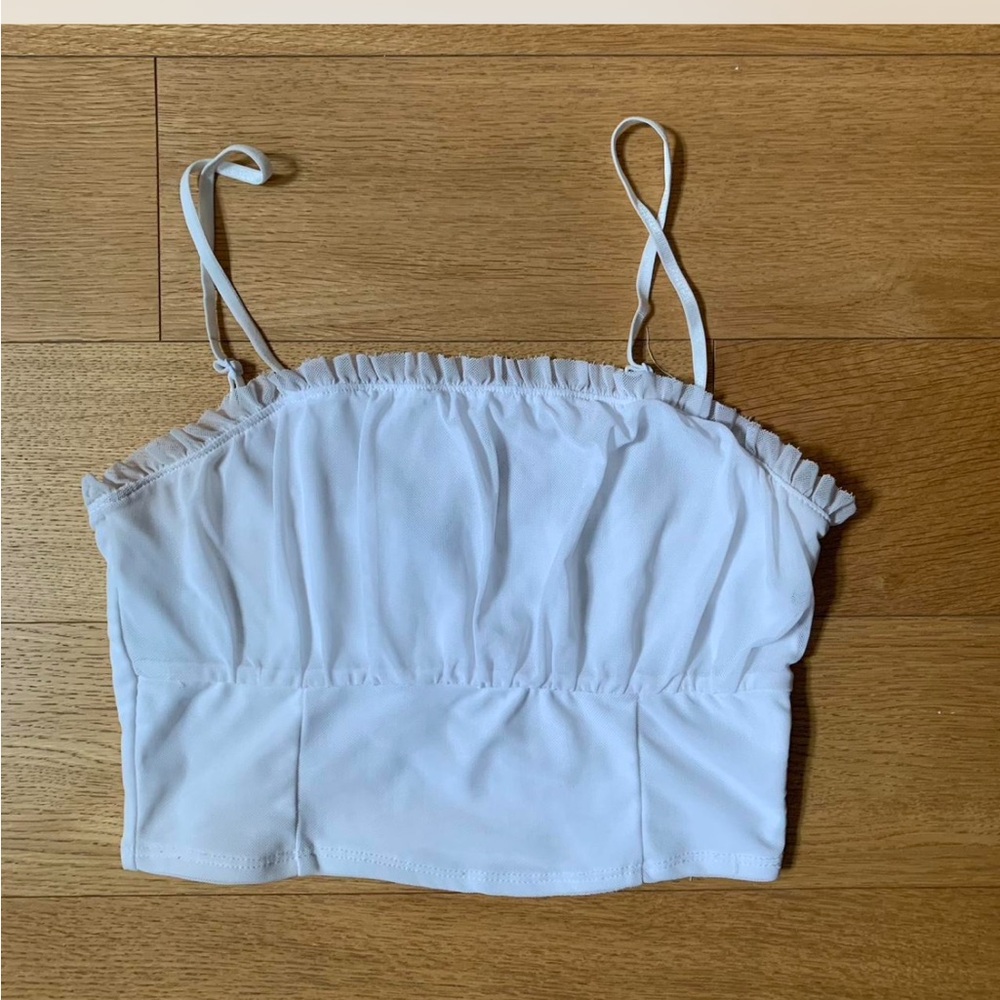 Garage White Ruffled Camisole Top